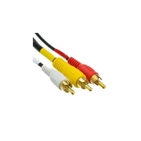 Cable Wholesale Stereo/VCR RCA Cable, 2 RCA (Audio) + RCA RG59 Video, Gold-plated Connectors, 25 foot 10R3-01125
